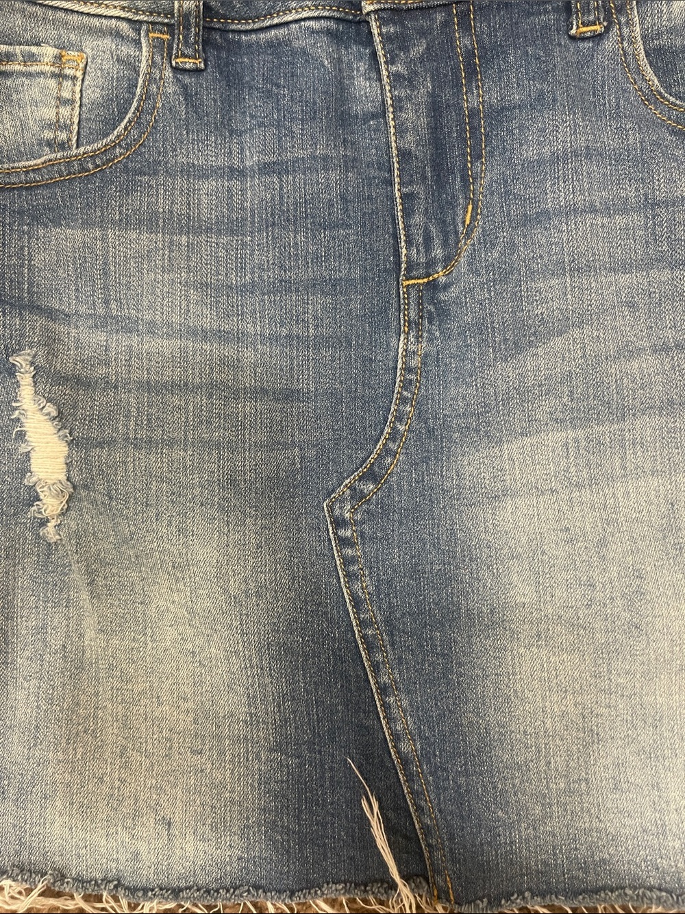 Altar'd State Blue Distressed Denim Mini Skirt - Picture 3 of 4